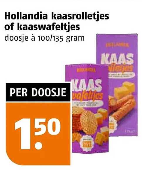Hollandia kaasrolletjes of kaaswafeltjes doosje à 100/135 gram