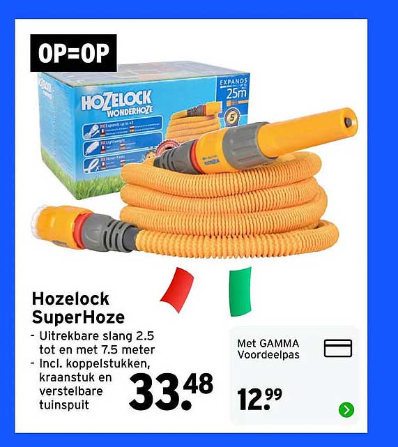 Hozelock SuperHoze - Uittrekbare slang 2.5 tot en met 7.5 meter - Incl. koppelstukken, kraanstuk en verstelbare tuinspuit
