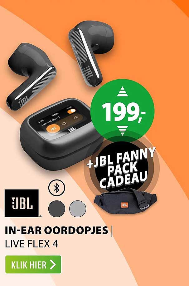 IN-EAR OORDOPJES LIVE FLEX 4 +JBL FANNY PACK CADEAU