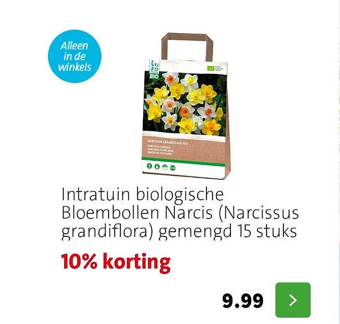 Intratuin biologische Bloembollen Narcis (Narcissus grandiflora) gemengd 15 stuks 10% korting