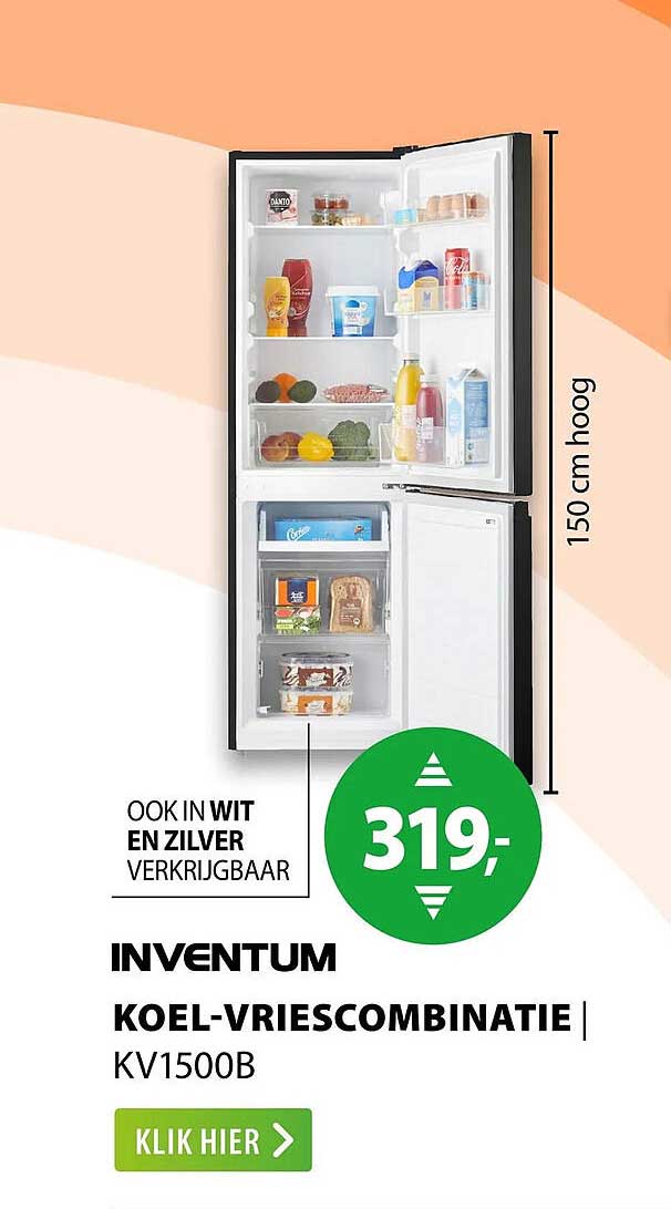 INVENTUM KOEL-VRIESCOMBINATIE KV1500B