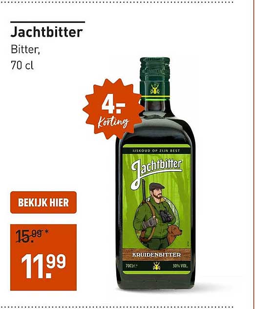 Jachtbitter Bitter, 70 cl 4,- korting