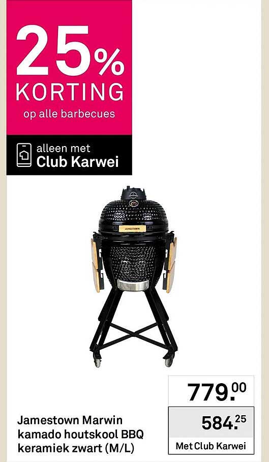 Jamestown Marwin kamado houtskool BBQ keramiek zwart (M/L)