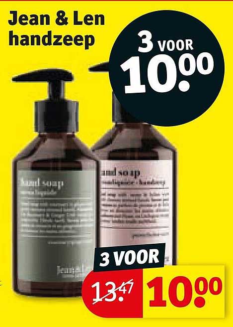 Jean & Len handzeep 3 voor 10.00