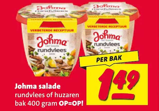 Johma salade rundvlees of huzaren bak 400 gram OP=OP!