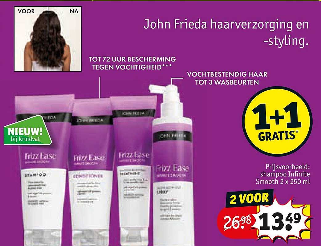 John Frieda haarverzorging en -styling 1+1 GRATIS*