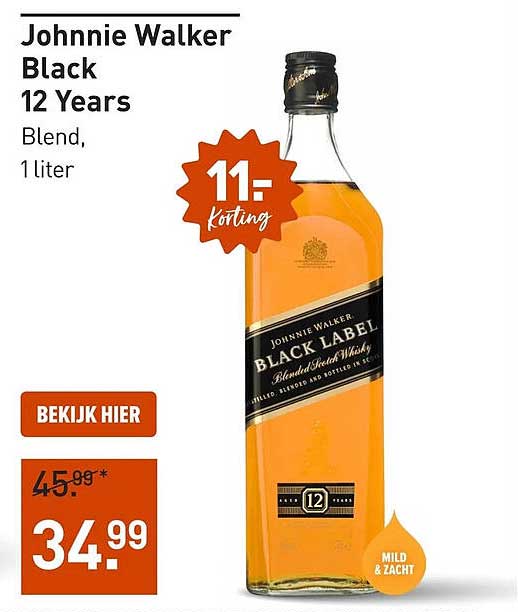Johnnie Walker Black 12 Years Blend, 1 liter