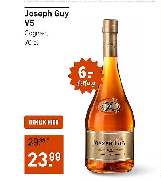 Joseph Guy VS Cognac, 70 cl 6,- korting