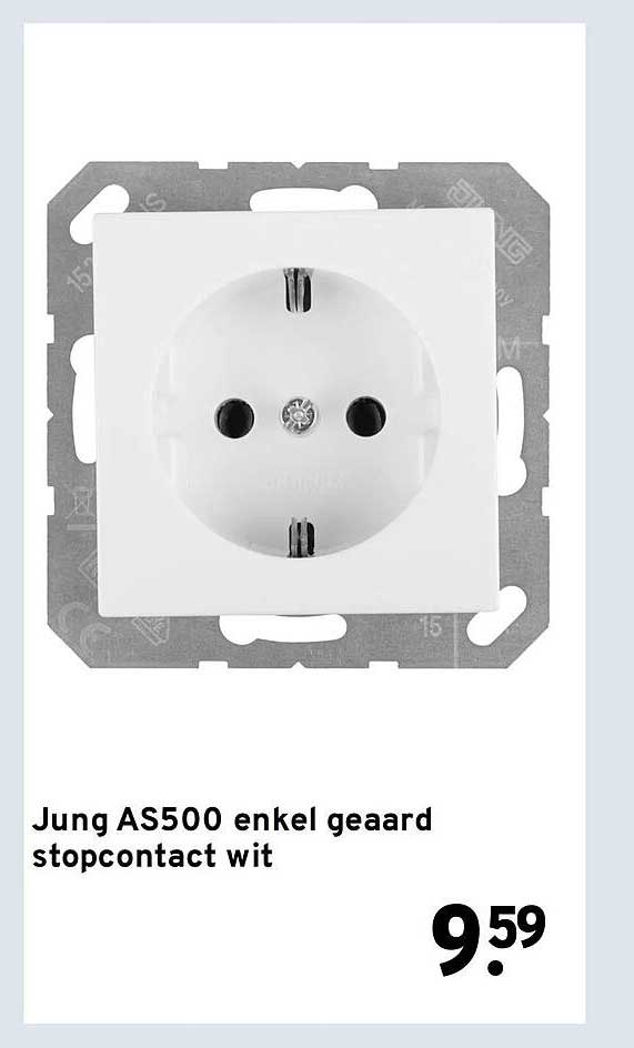 Jung AS500 enkel geaard stopcontact wit