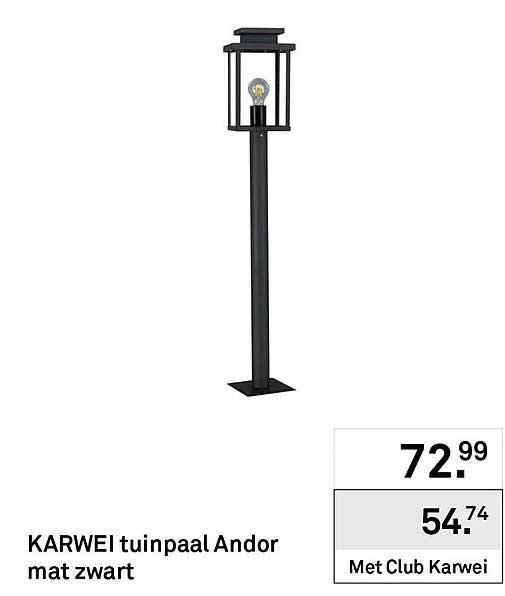 KARWEI tuinpaal Andor mat zwart