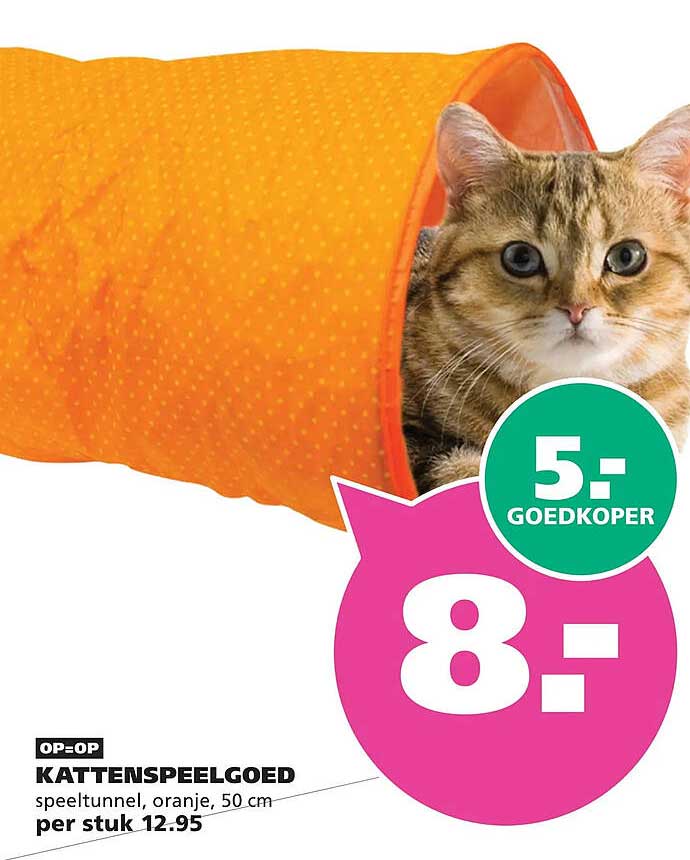 KATTENSPEELGOED speeltunnel, oranje, 50 cm per stuk 12.95 5.- goedkoper 8.-