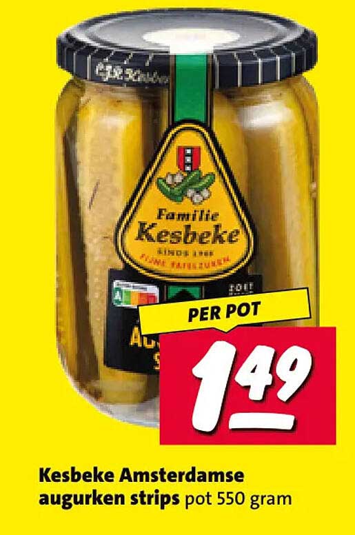 Kesbeke Amsterdamse augurken strips pot 550 gram