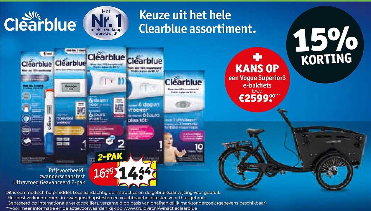 Keuze uit het hele Clearblue assortiment. 15% KORTING