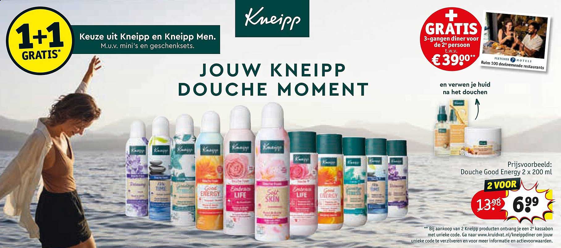 Keuze uit Kneipp en Kneipp Men. M.u.v. mini's en geschenksets. 1+1 GRATIS