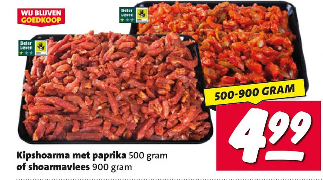 Kipshoarma met paprika 500 gram of shoarmavlees 900 gram