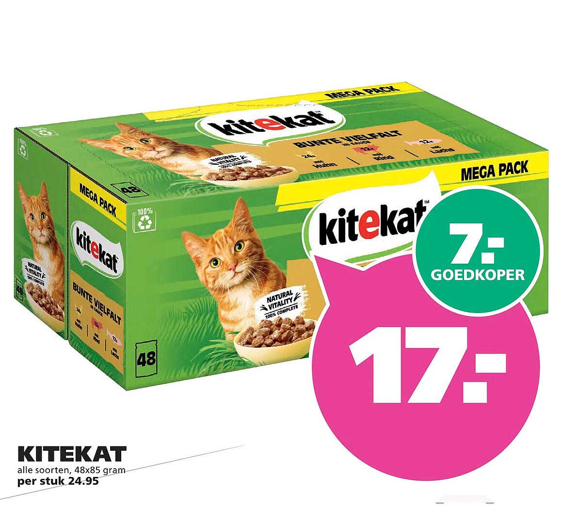 KITEKAT alle soorten, 48x85 gram per stuk 24.95