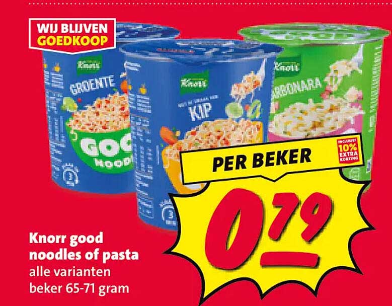 Knorr good noodles of pasta alle varianten beker 65-71 gram