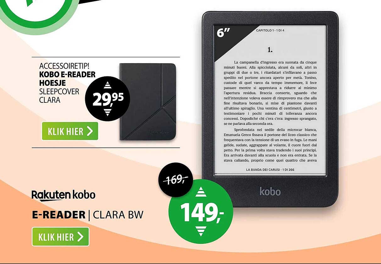 Kobo e-reader hoesje sleepcover Clara