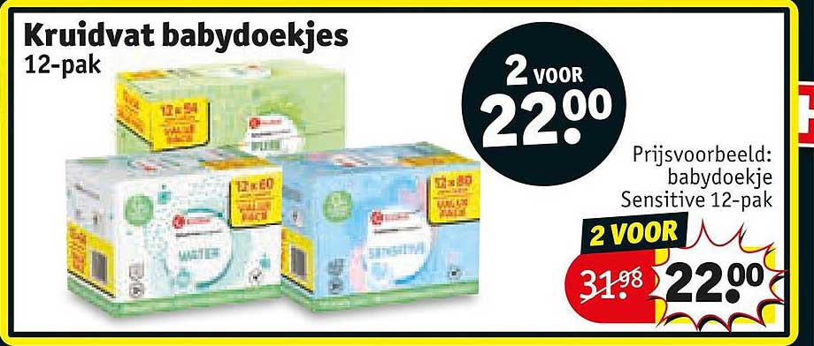 Kruidvat babydoekjes 12-pak 2 voor 22.00