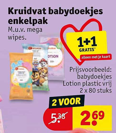 Kruidvat babydoekjes enkelpak 1+1 gratis