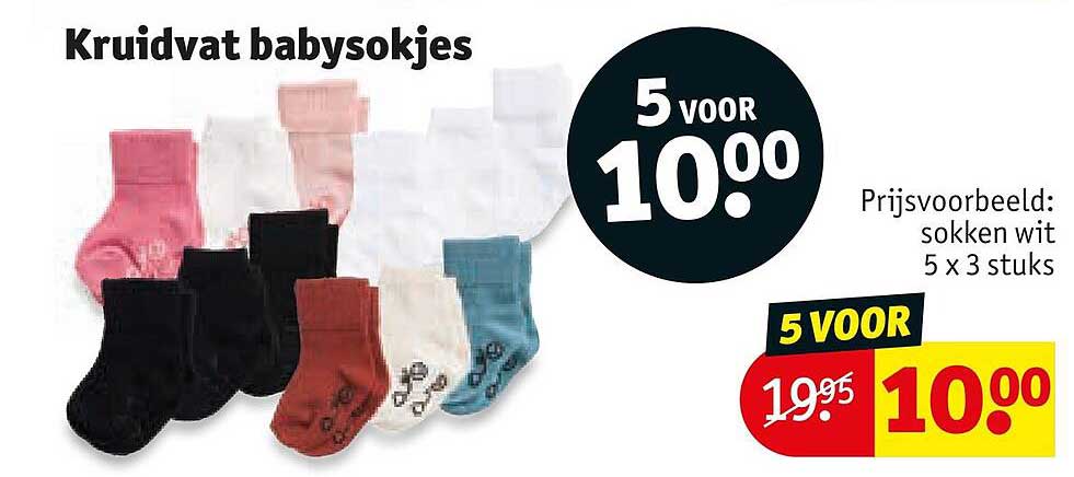 Kruidvat babysokjes 5 voor 10.00