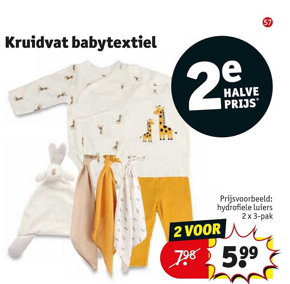 Kruidvat babytextiel 2e halve prijs
