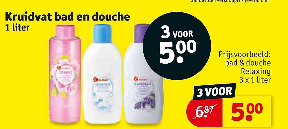 Kruidvat bad en douche 1 liter 3 VOOR 5.00