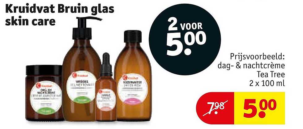 Kruidvat Bruin glas skin care 2 voor 5.00