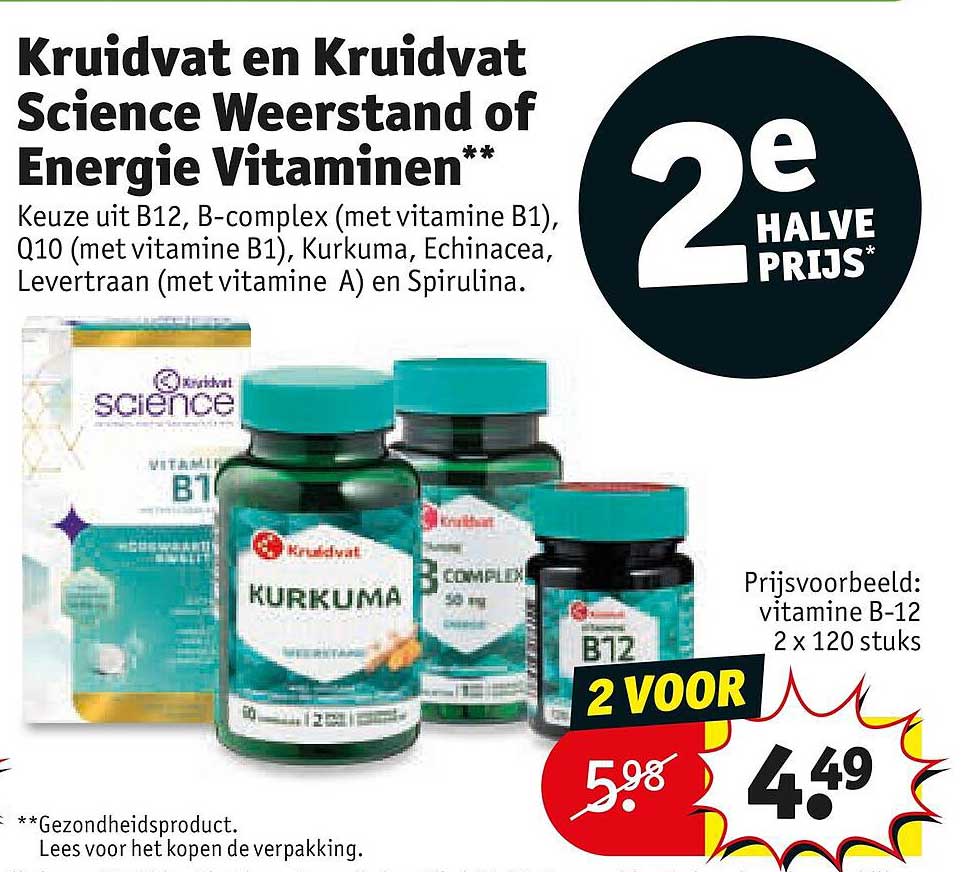 Kruidvat en Kruidvat Science Weerstand of Energie Vitaminen** 2e halve prijs