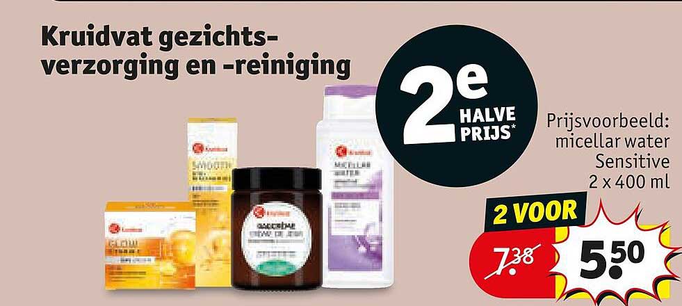 Kruidvat gezichtsverzorging en -reiniging 2e halve prijs