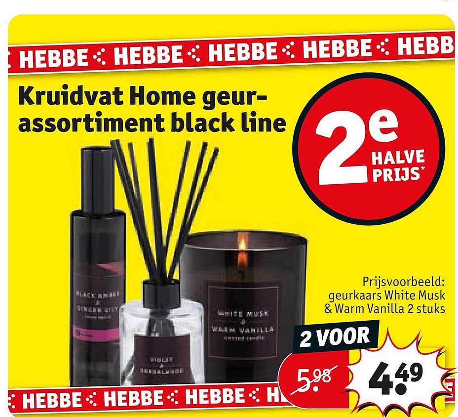 Kruidvat Home geur-assortiment black line 2e halve prijs