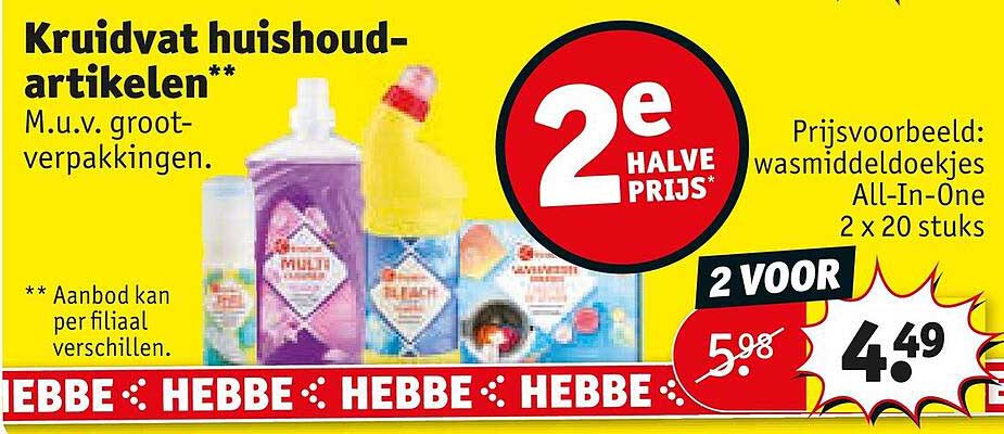 Kruidvat huishoud-artikelen** 2e halve prijs