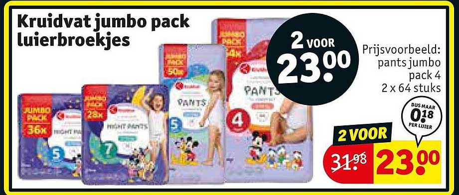 Kruidvat jumbo pack luiersbroekjes 2 voor 23.00