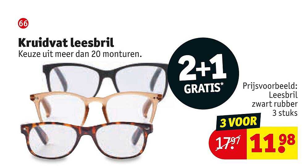 Kruidvat leesbril 2+1 GRATIS*