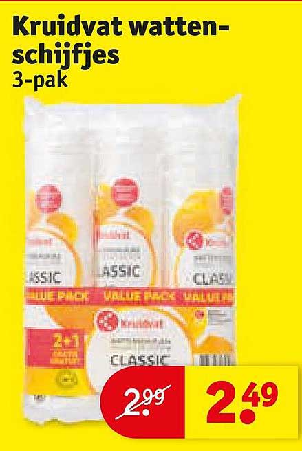 Kruidvat watten-schijfjes 3-pak 2+1