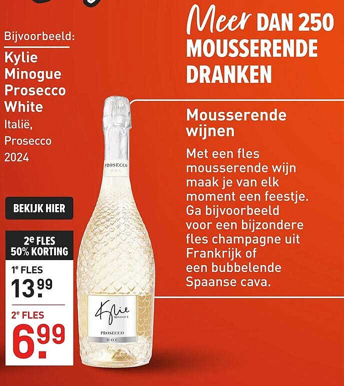 Kylie Minogue Prosecco White 2e fles 50% korting