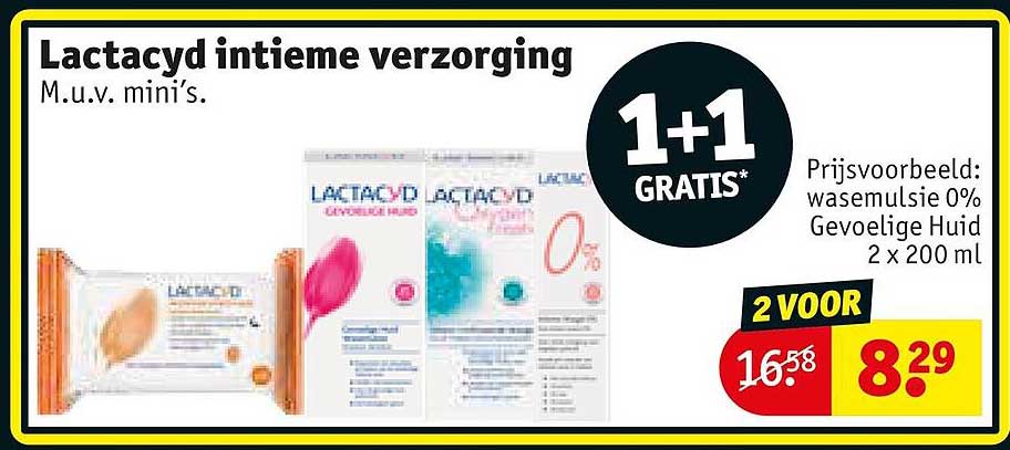 Lactacyd intieme verzorging M.u.v. mini’s. 1+1 GRATIS*