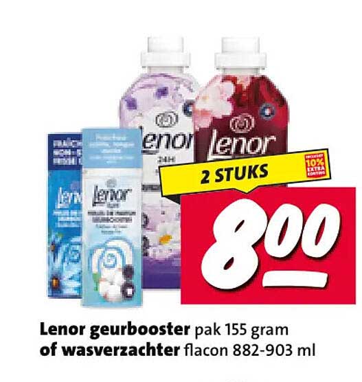 Lenor geurbooster pak 155 gram of wasverzachter flacon 882-903 ml 2 STUKS