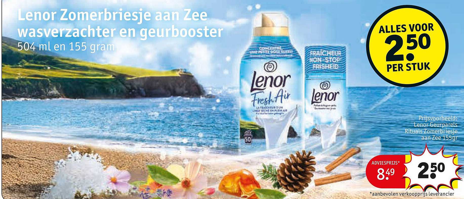 Lenor Zomerbriesje aan Zee wasverzachter en geurbooster 504 ml en 155 gram