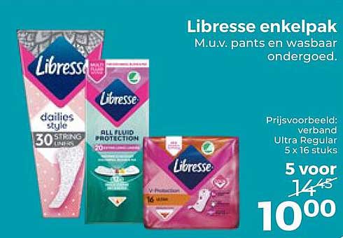 Libresse enkelpak M.u.v. pants en wasbaar ondergoed.