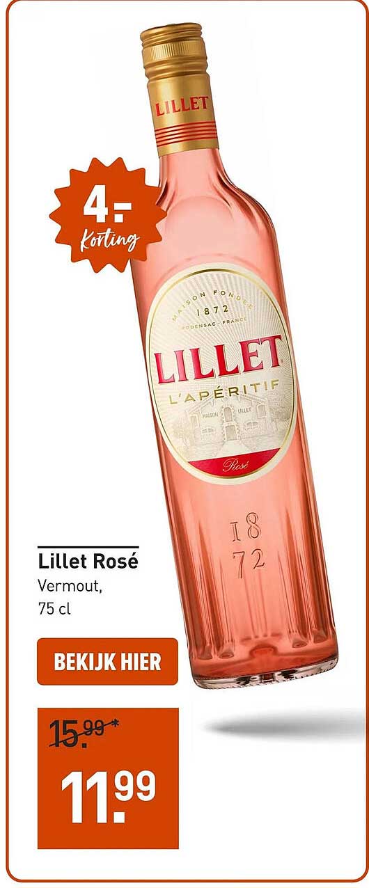 Lillet Rosé Vermout, 75 cl 4= korting