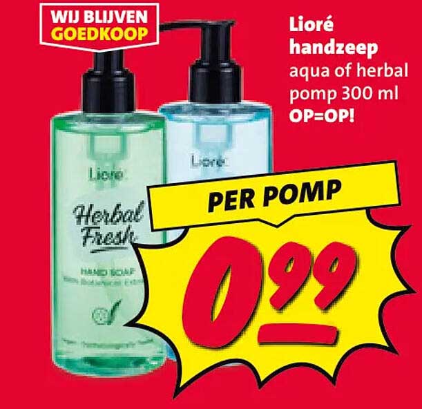 Lioré handzeep aqua of herbal pomp 300 ml OP=OP!