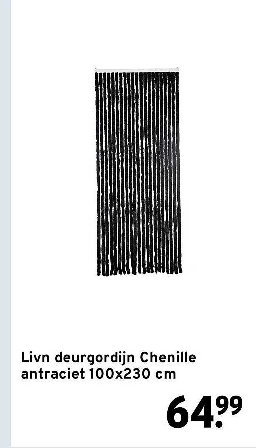 Livn deurgordijn Chenille antraciet 100x230 cm