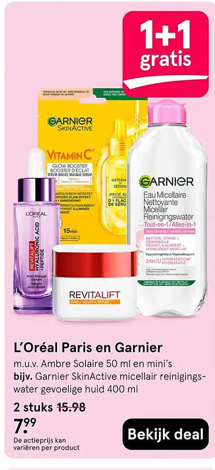 L’Oréal Paris en Garnier 1+1 gratis