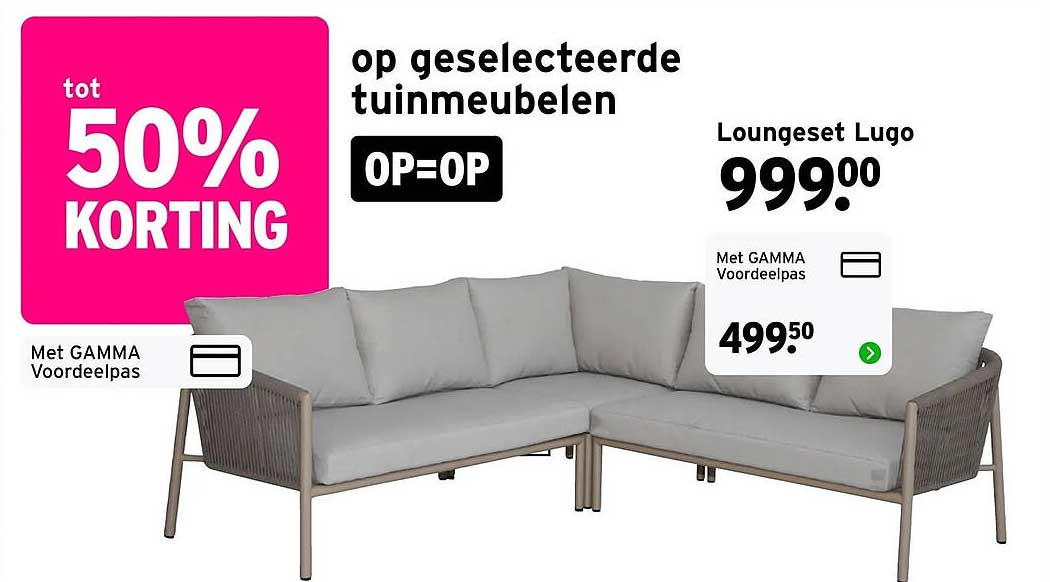 Loungeset Lugo op geselecteerde tuinmeubelen OP=OP
