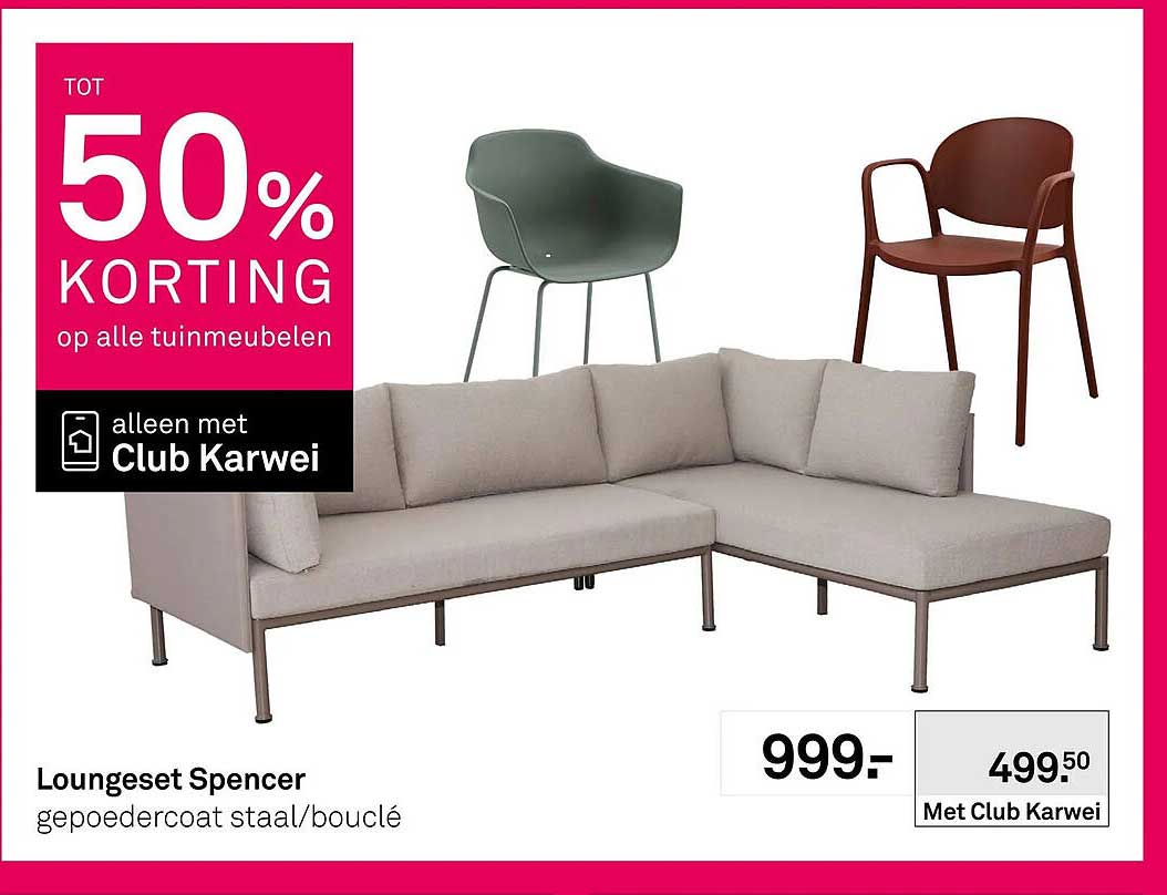 Loungeset Spencer gepoedercoat staal/bouclé