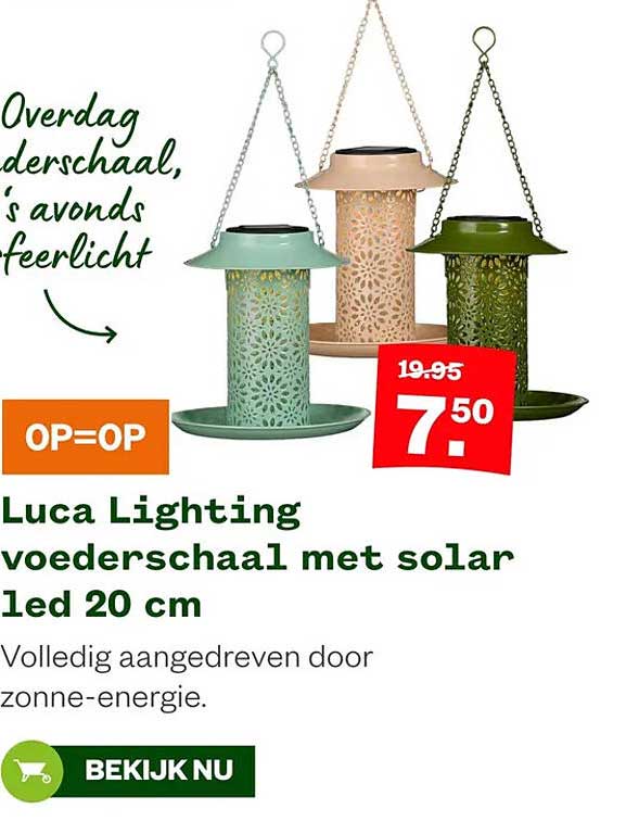 Luca Lighting voederschaal met solar led 20 cm OP=OP