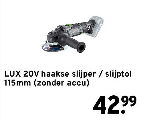 LUX 20V haakse slijper / slijptol 115mm (zonder accu)