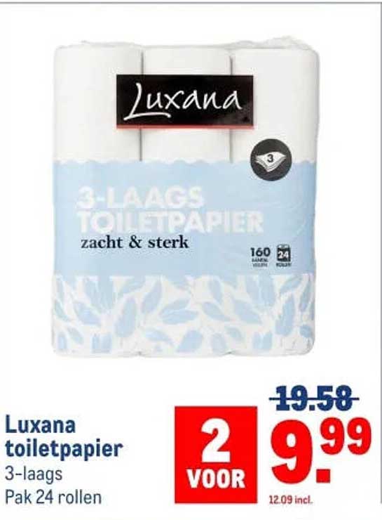 Luxana toiletpapier 3-laags Pak 24 rollen 2 voor