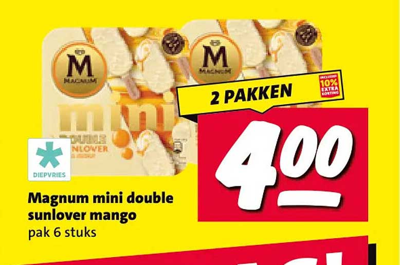 Magnum mini double sunlover mango pak 6 stuks 2 PAKKEN
